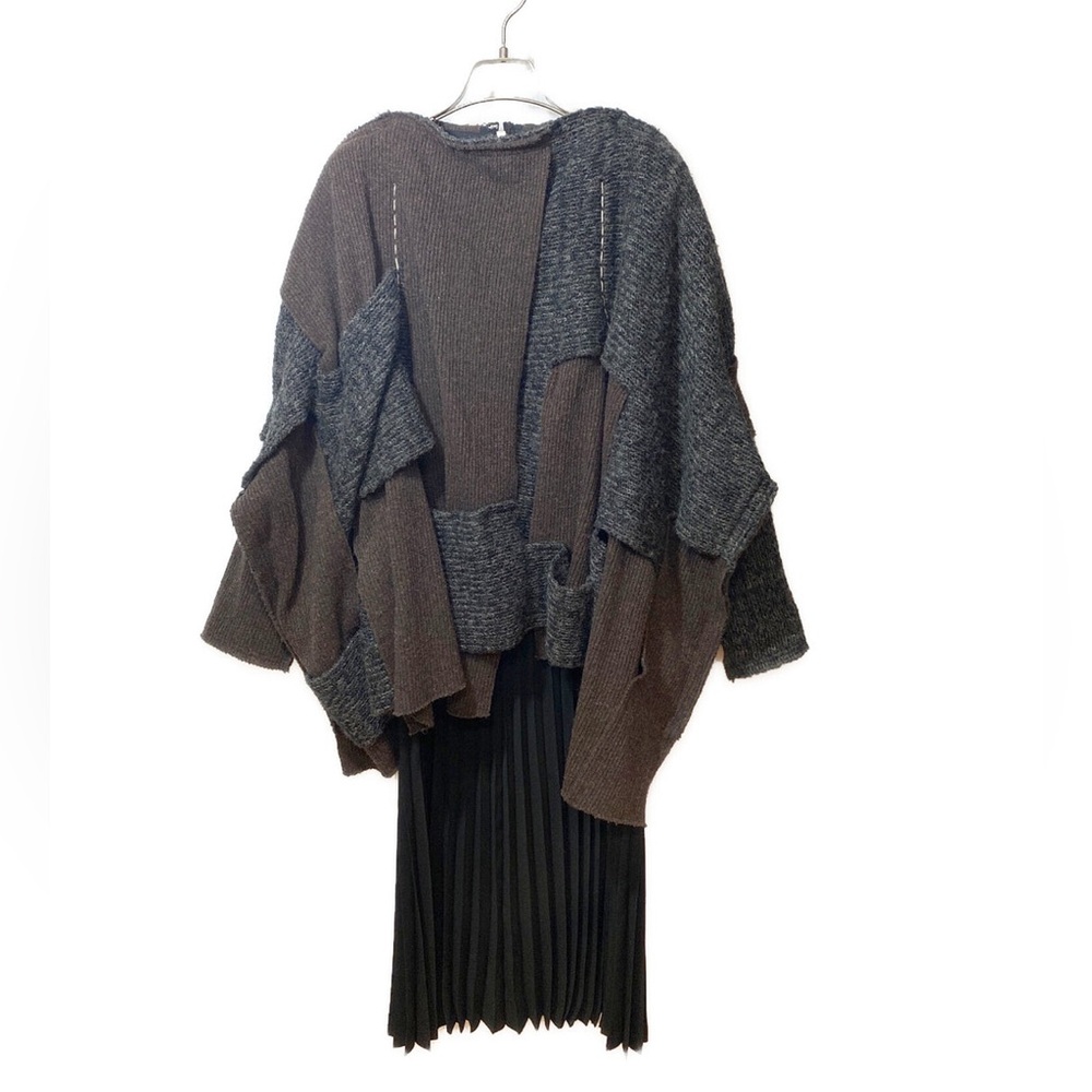 Comme des Garçons FW14 AD2014 Patchwork Sweater Knit Pleated Dress Sz Small